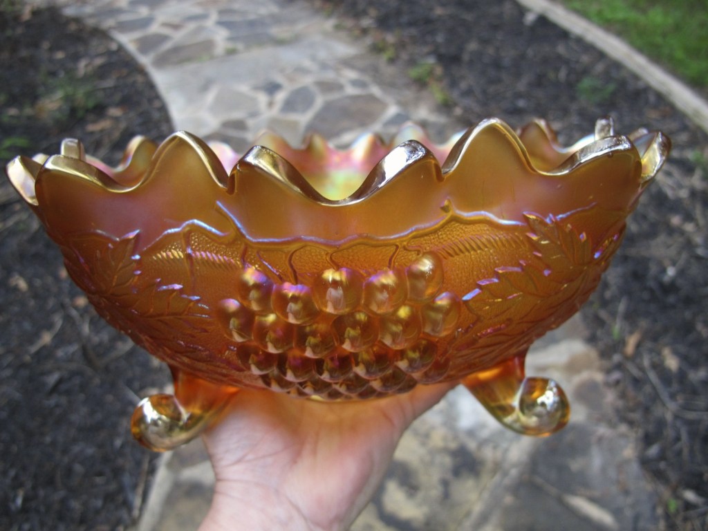 Picture of: Antique Northwood Marigold Stippled Grape & Cable Carnival Glass