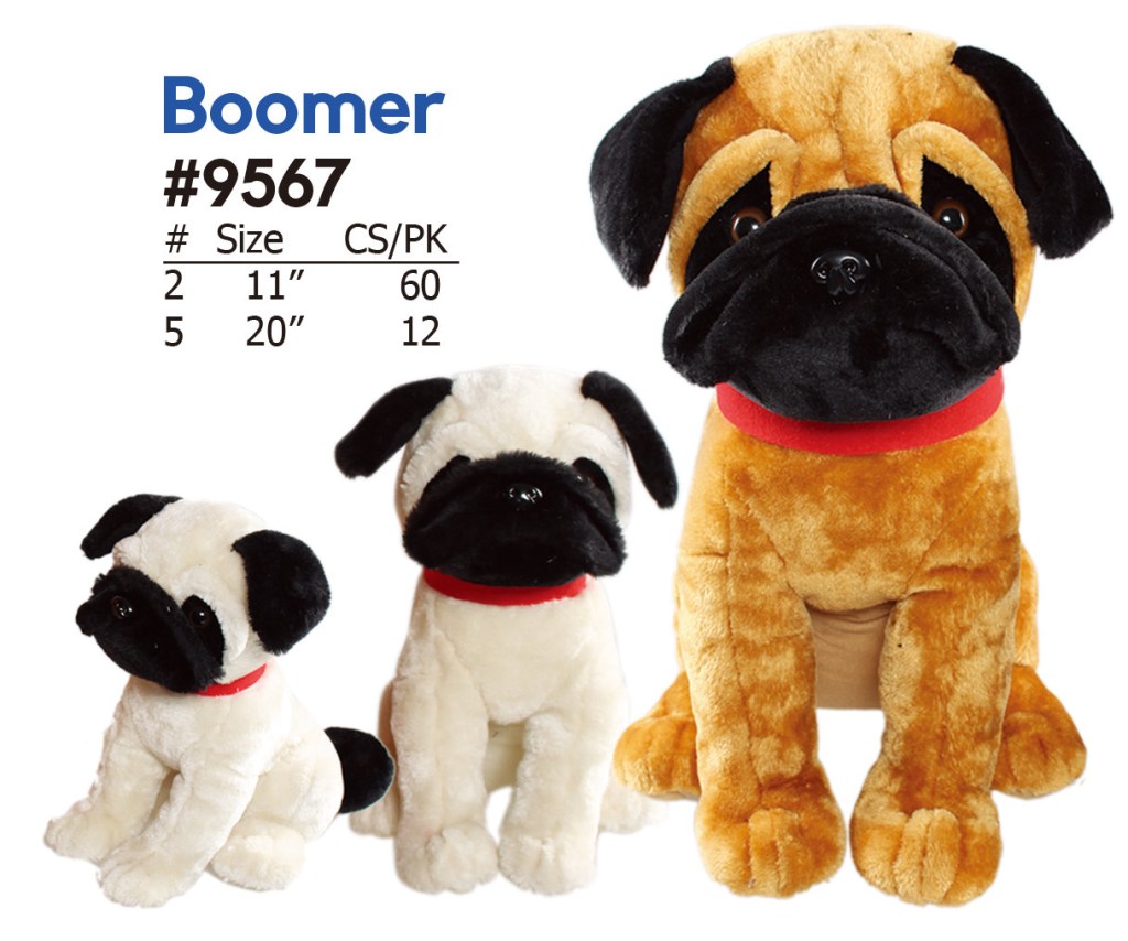 Picture of: Boomer White/Brown Pug  Color Assorted Wholesale Plush Dogs