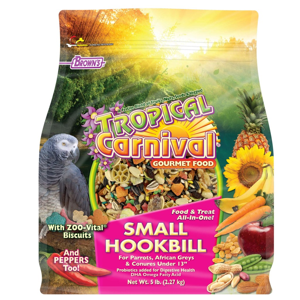 Picture of: FM Brown&#;s Tropical Carnival Gourmet Bird Food for Parrots, African Greys,  and Conures Under “, Probiotics for Digestive Health, Vitamin-Nutrient