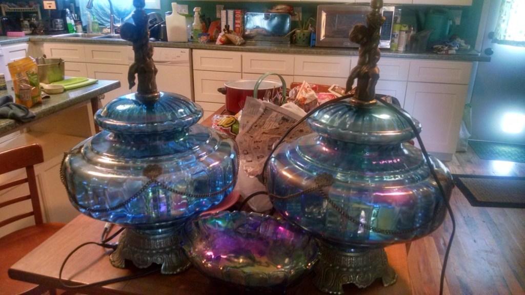 Picture of: Large Vintage Carnival Glass Lamps  Collectors Weekly
