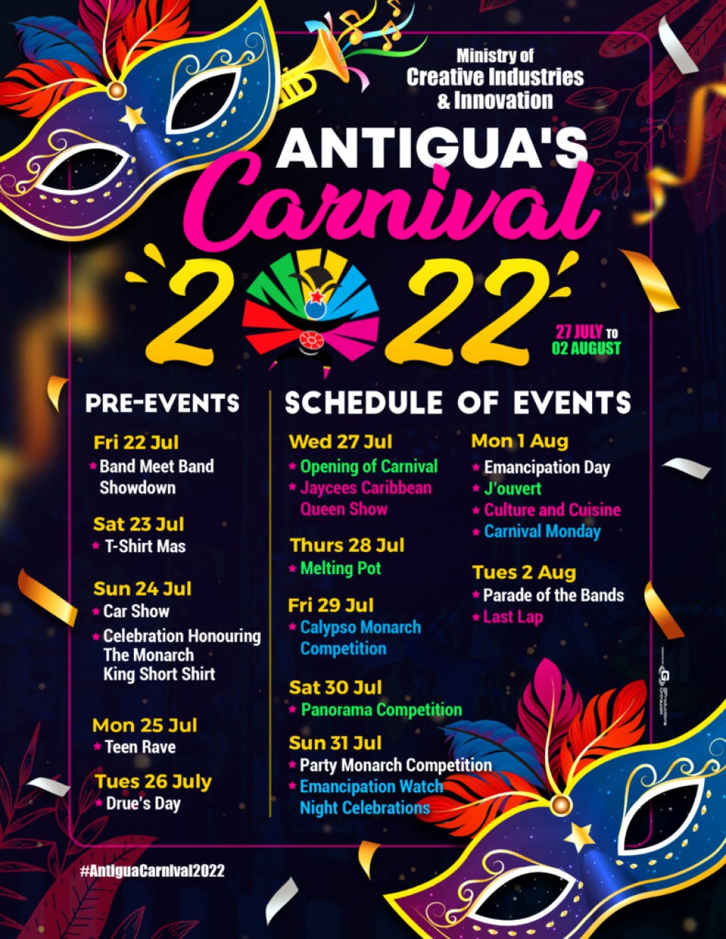 Picture of: Organizers release calendar of events for Antigua Carnival