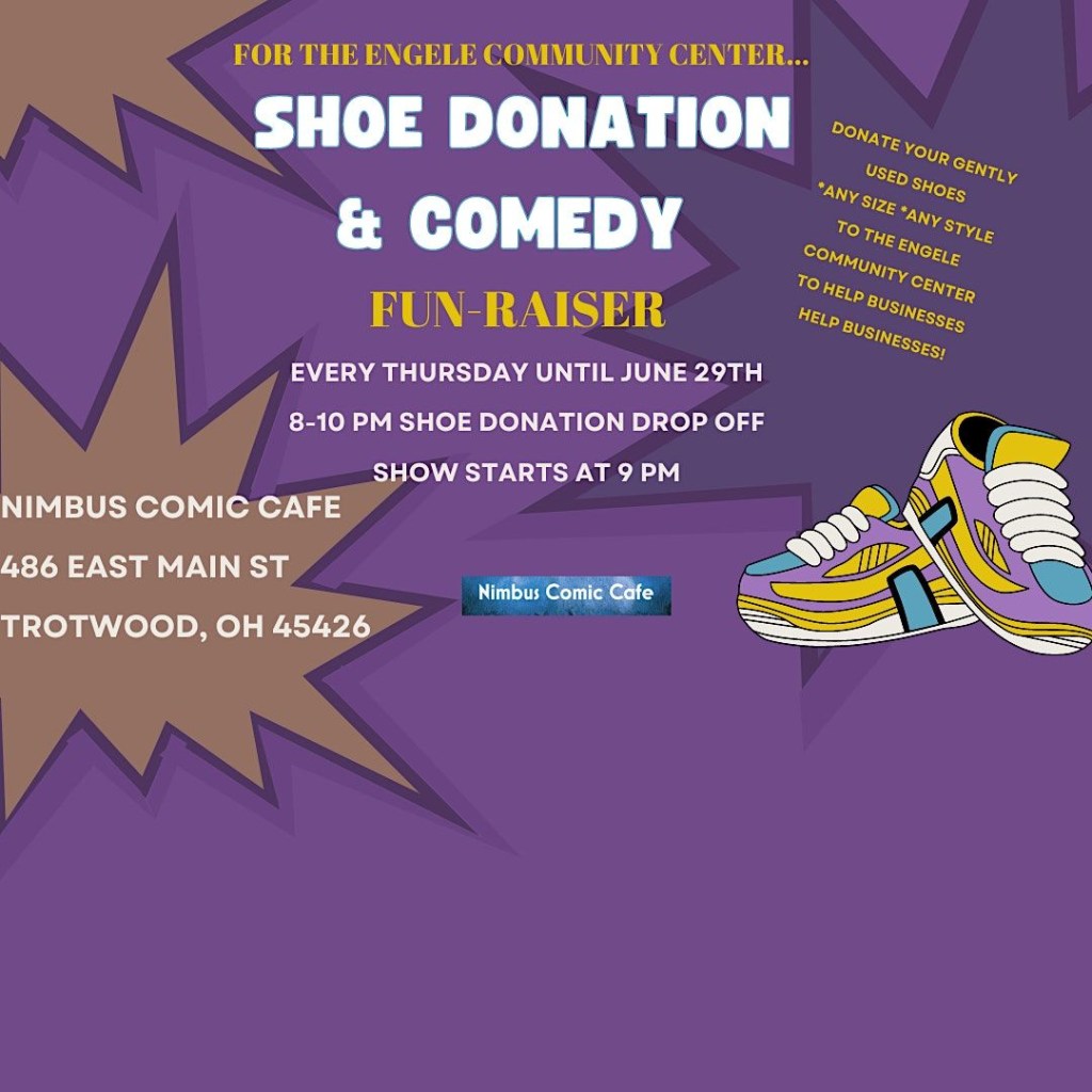 Picture of: Shoe donation fundraiser and comedy, Nimbus Comic Cafe, Trotwood