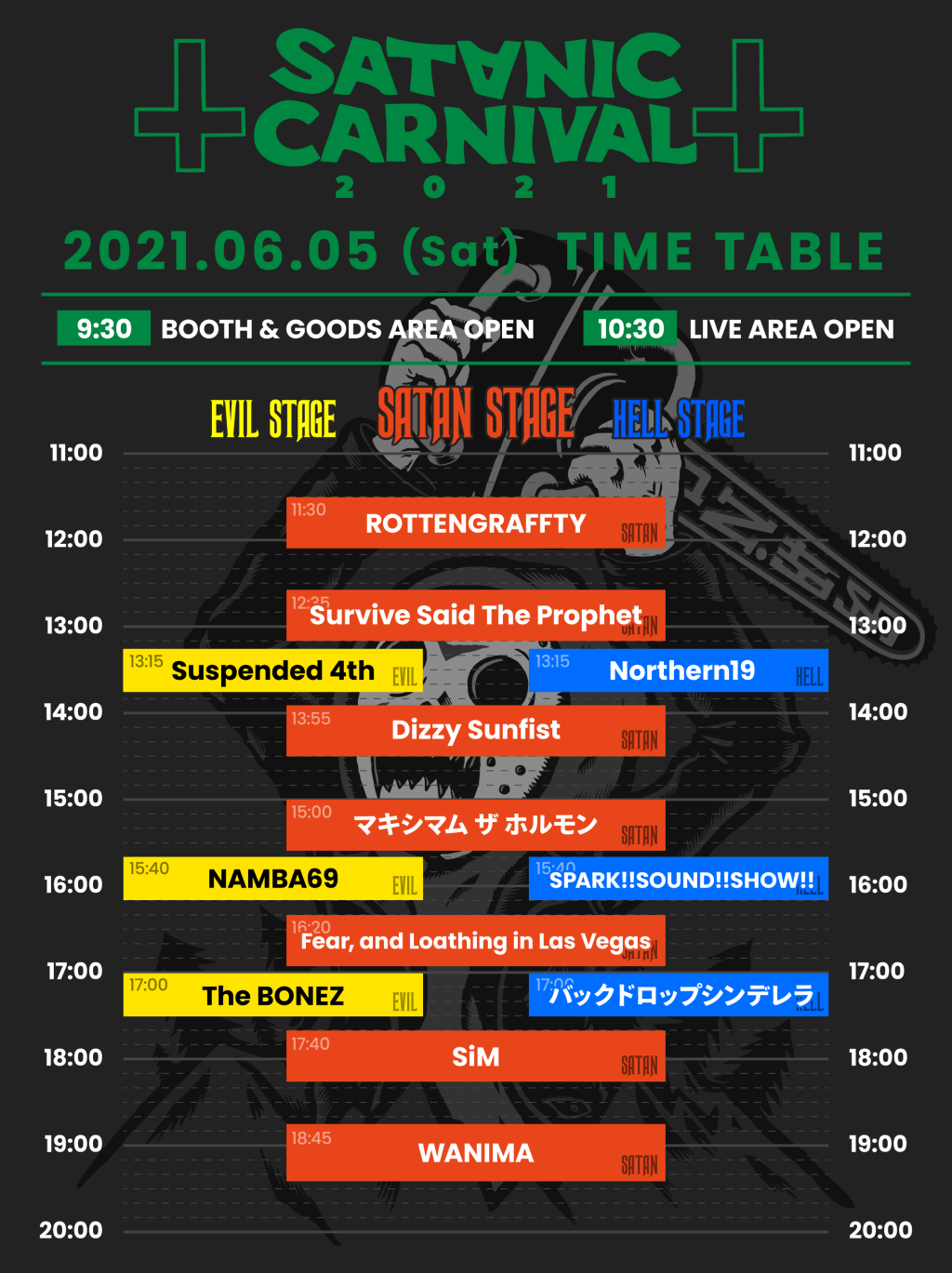 Picture of: TIME TABLE  SATANIC CARNIVAL (サタニックカーニバル) at