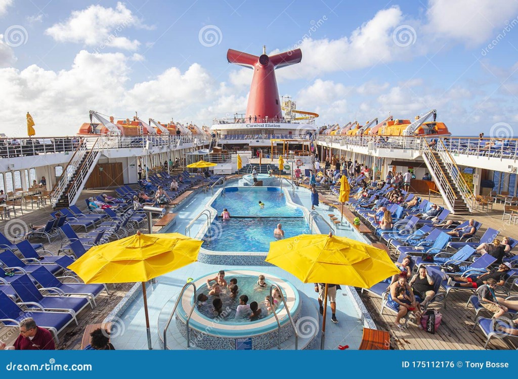 Picture of: Carnival Elation Cruise Ship Top Deck with Swimming Pool Editorial