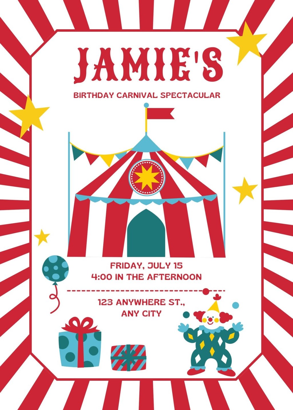 Picture of: Free printable, customizable circus invitation templates  Canva