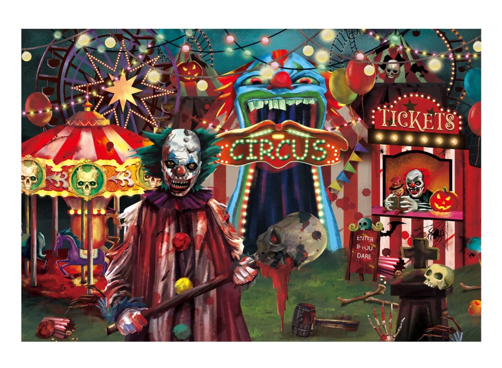 Picture of: Funnytree xft Halloween Evil Circus Theme Backdrop for Photography Clown  Creepy Carnival Haunted House Horror Scary Birthday Party Supplies