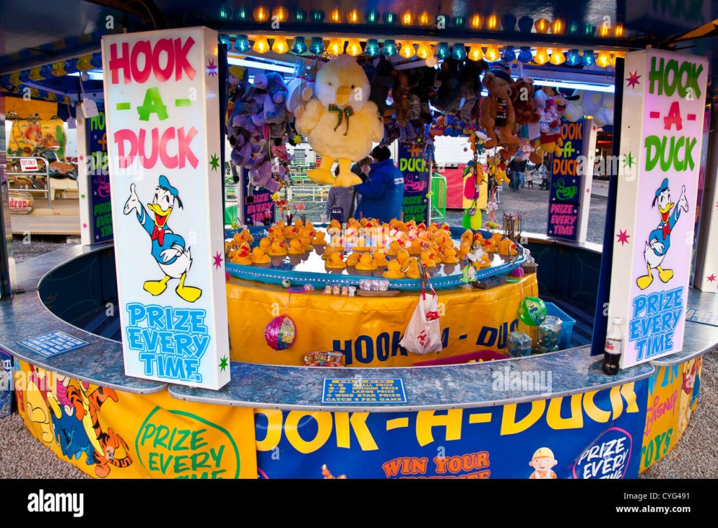 Picture of: Hook a duck fairground game Stock Photo – Alamy