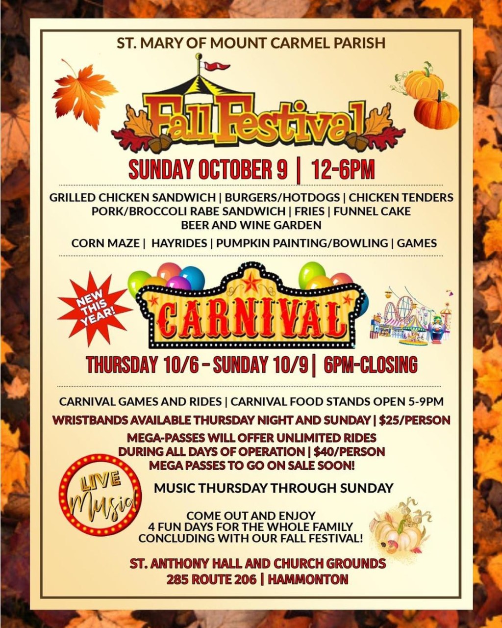 Picture of: St Mary of Mount Carmel Fall Festival & Carnival  – Hammonton