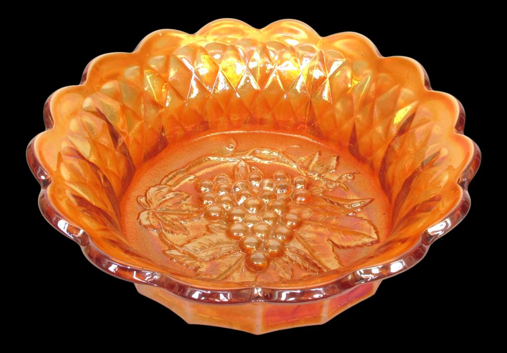 Picture of: Vintage s Imperial Iridescent Orange Carnival Glass Bowl